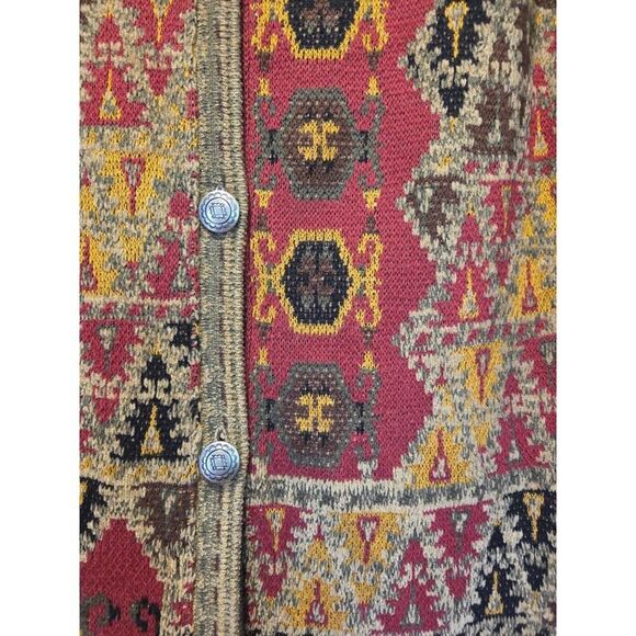 Soft Surroundings Long Cardigan Sweater Tapestry Jacket Art Wear Boho Heavy | M - Picture 12 of 13